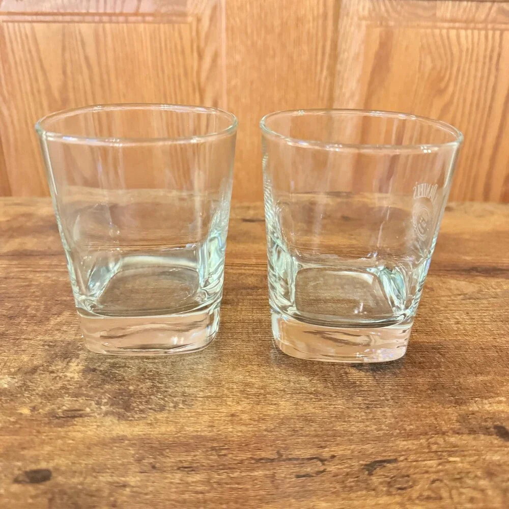 Jack Daniels Whiskey Tumbler Rock Cocktail Glasses Set of 2 Heavy Base